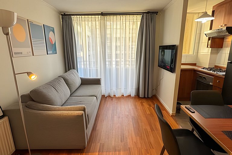 Amplio Depto. 2 dorm. Full equipado centro Stgo.