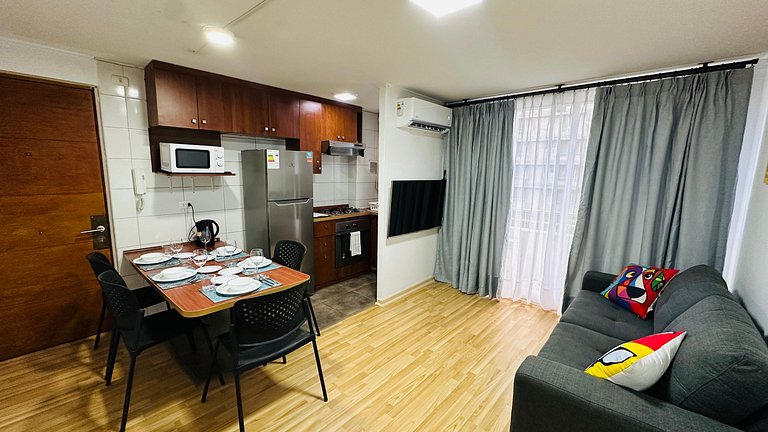 Amplio Depto. 2 dorm. Full equipado centro Stgo.