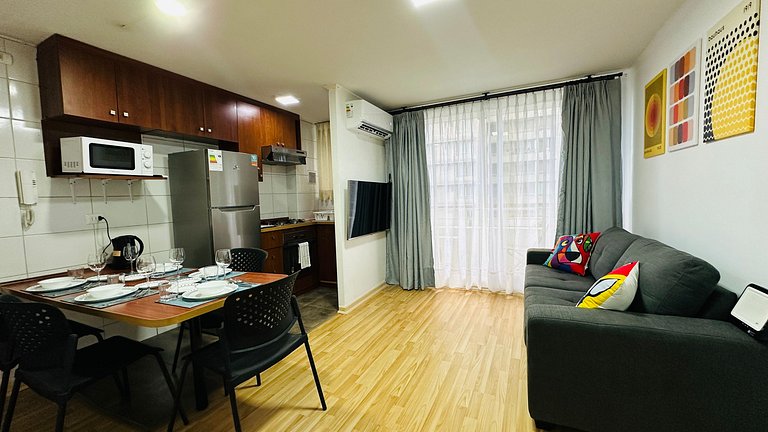 Amplio Depto. 2 dorm. Full equipado centro Stgo.