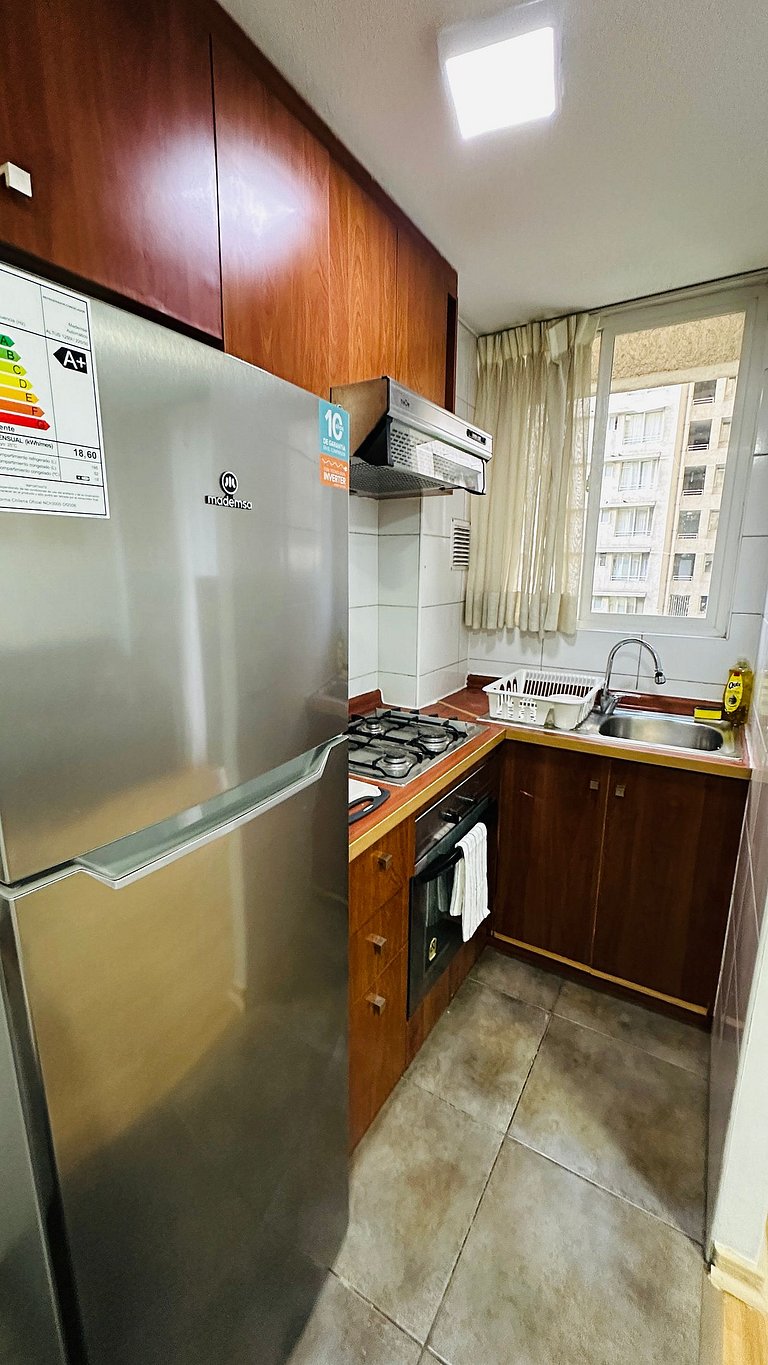 Amplio Depto. 2 dorm. Full equipado centro Stgo.